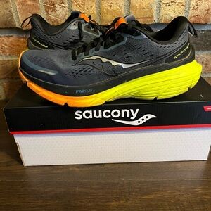 Saucony Men's Guide 18 Shoes - Black, Yellow, and Orange